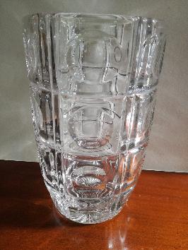 Vase verre massif carreaux et loupes
