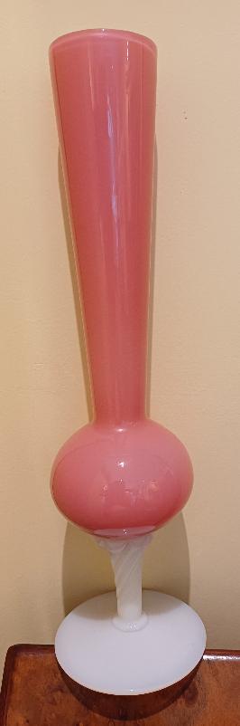 Vase opaline blanc et rose